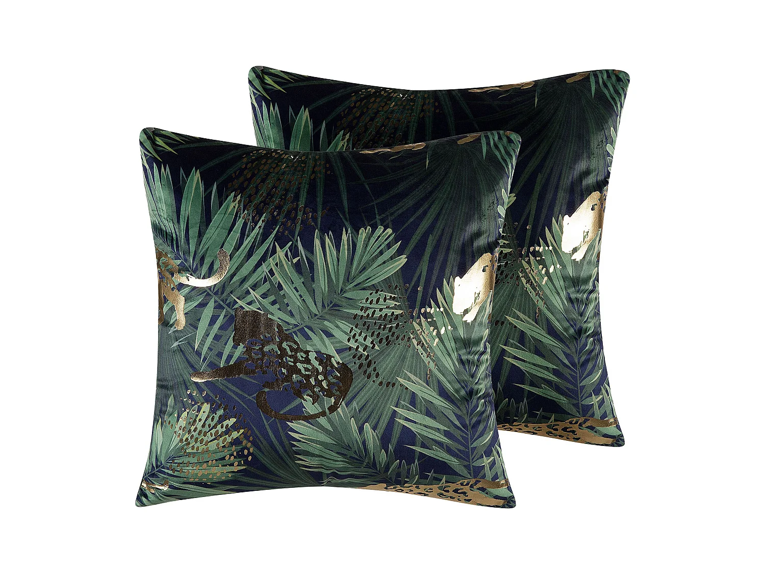Dekokissen 2er Set 45x45 cm Polyester Dschungel-Muster dunkelgrün Bellerose