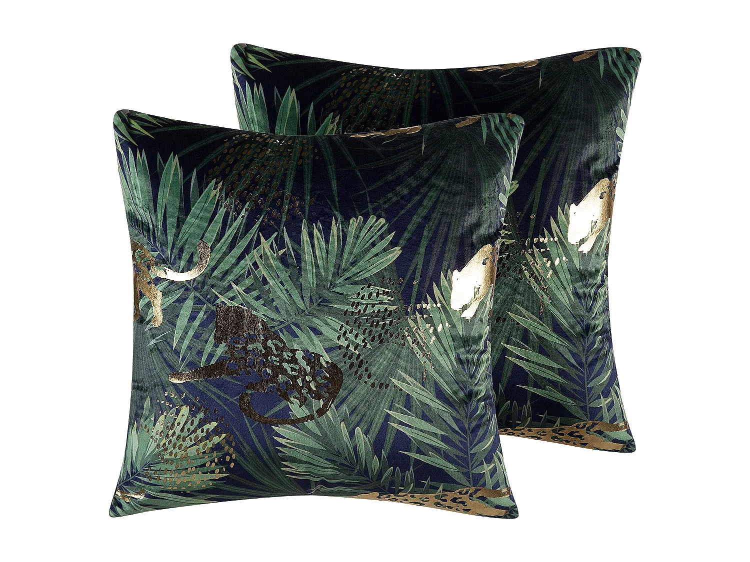 Set di 2 cuscini BELLEROSE Velluto 45 x 45 cm Verde scuro Trama di piante