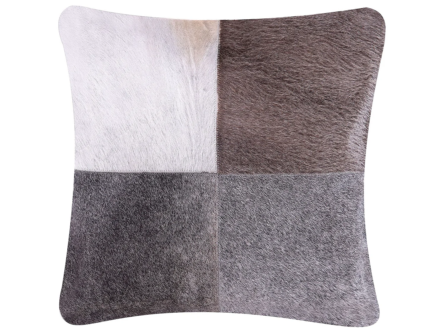 Throw Cushion NELLAD Leather 45 x 45 cm Grey Patchwork
