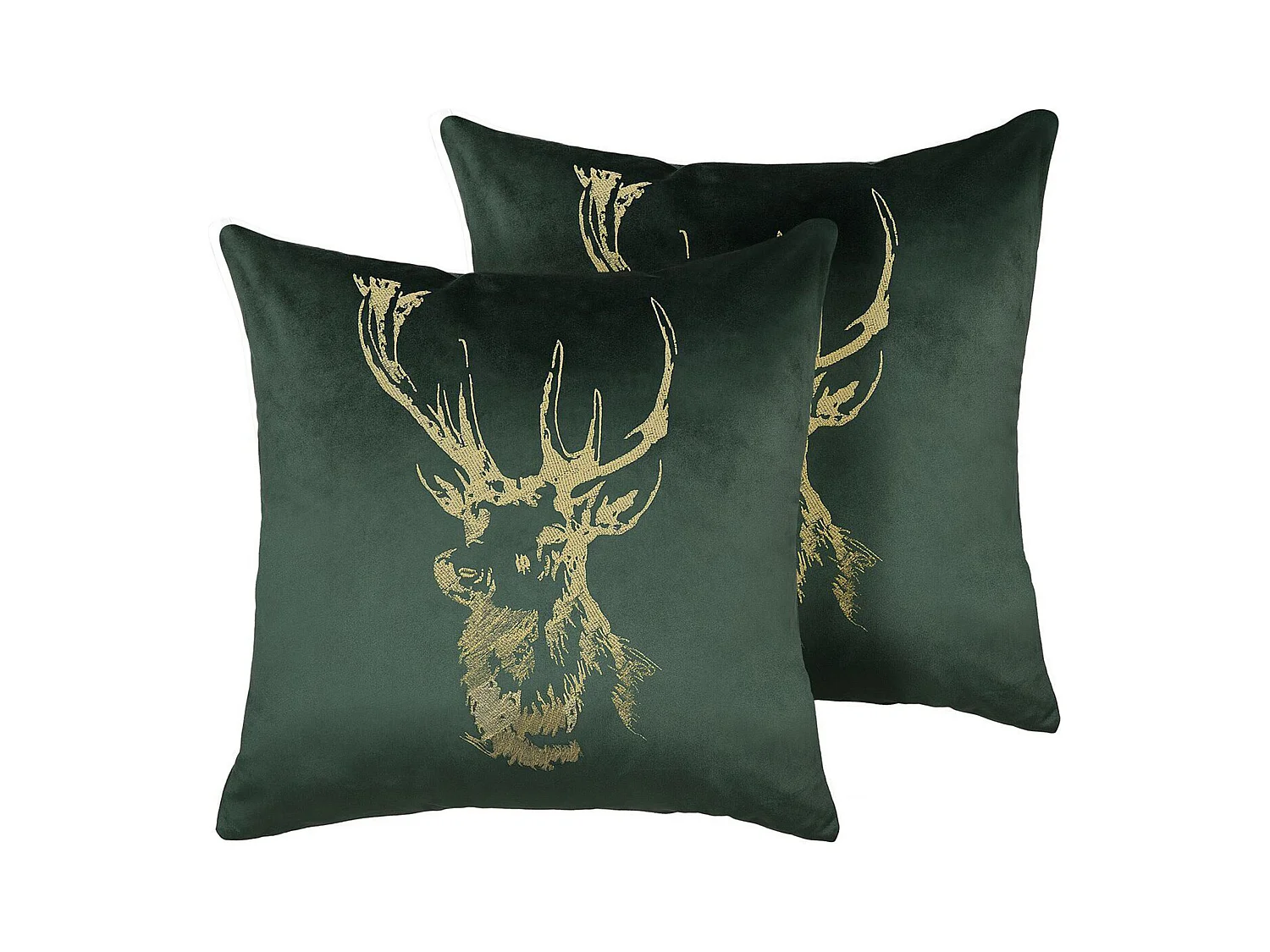 Lot de 2 coussins décoratifs BLITZEN Velours 45 x 45 cm Vert foncé Motif de Noël