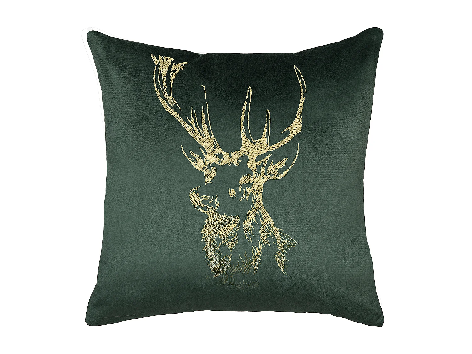 Dekokissen Polsterbezug Samtstoff Tiermotiv dunkelgrün/gold im 2er Set Blitzen