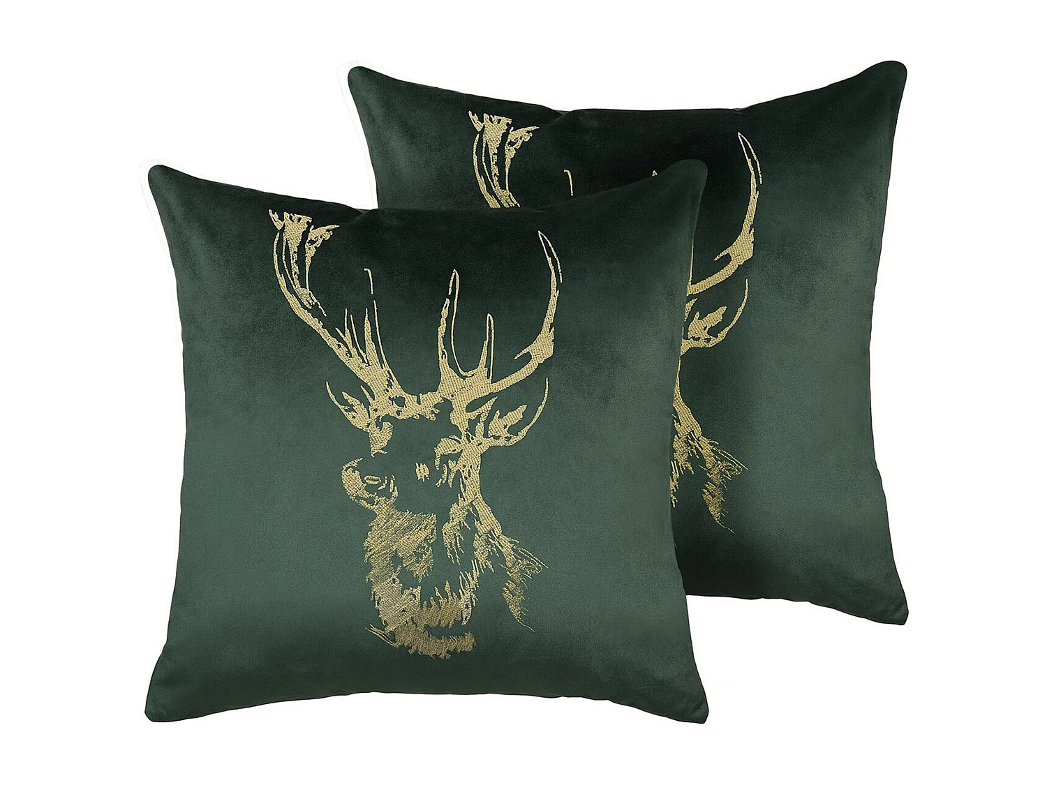 Lot de 2 coussins décoratifs BLITZEN Velours 45 x 45 cm Vert foncé Motif de Noël