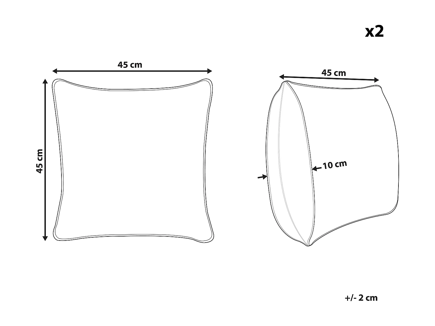 Lot de 2 coussins décoratifs HELIOTROPE 45 x 45 cm Blanc Unicolore