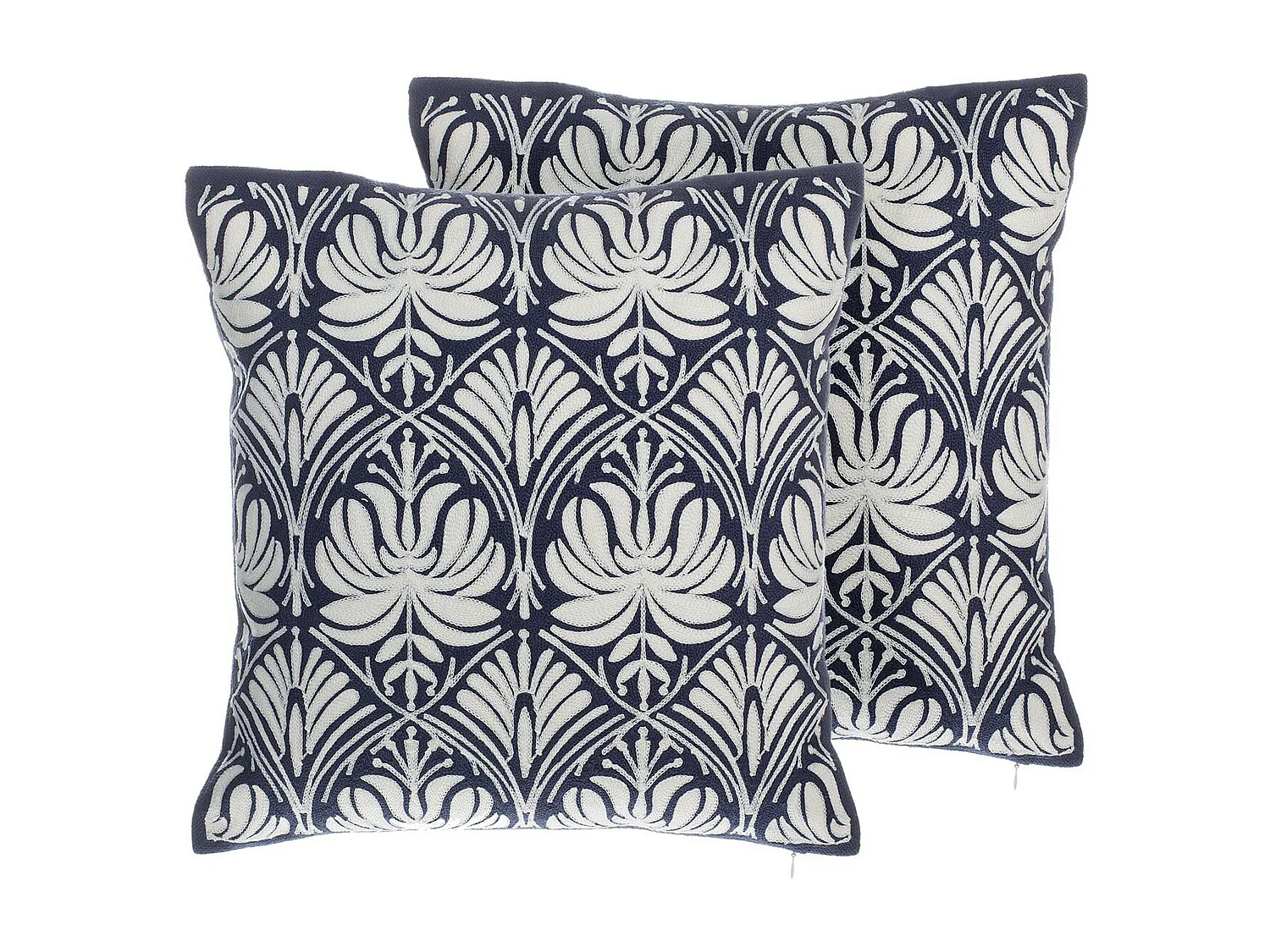 Set di 2 cuscini NEMESIA Cotone 45 x 45 cm Blu scuro Trama Ikat