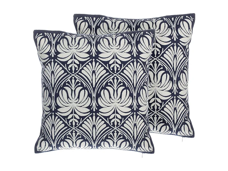 Set van 2 decoratieve kussens NEMESIA Katoen 45 x 45 cm Donkerblauw Ikat