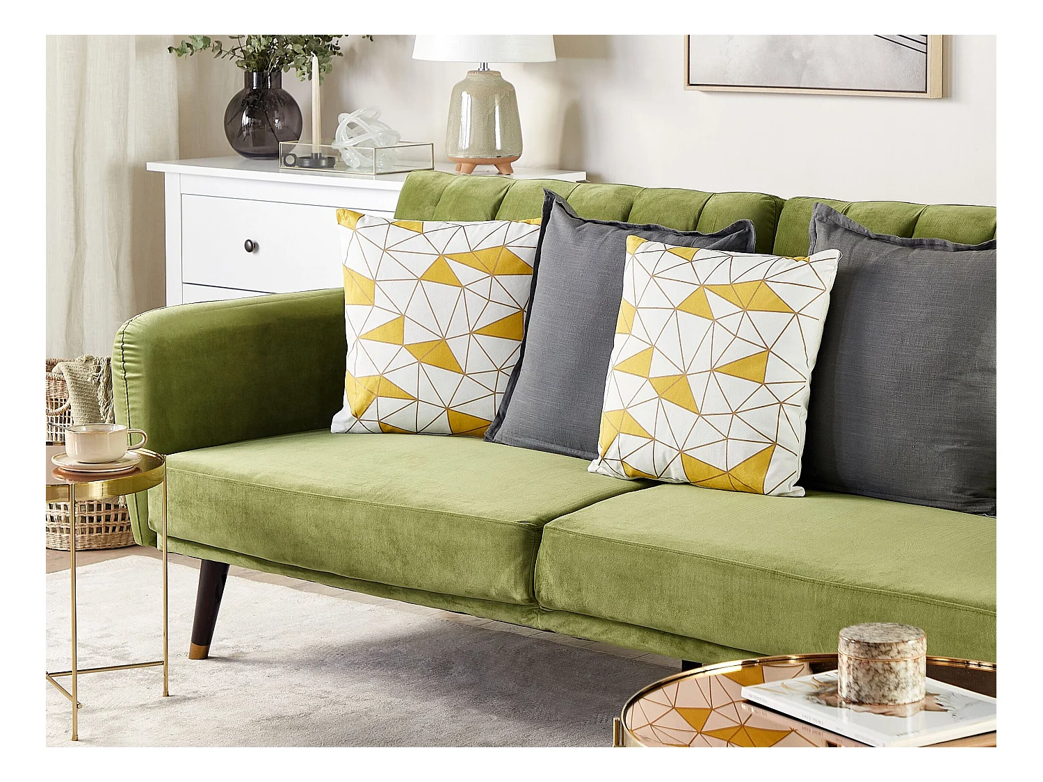 Lot de 2 coussins décoratifs CLARKIA Coton 45 x 45 cm Jaune Motif géométrique