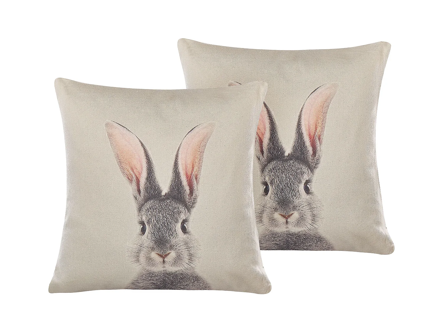 Lot de 2 coussins décoratifs QUERCUS 45 x 45 cm Taupe Motif animal
