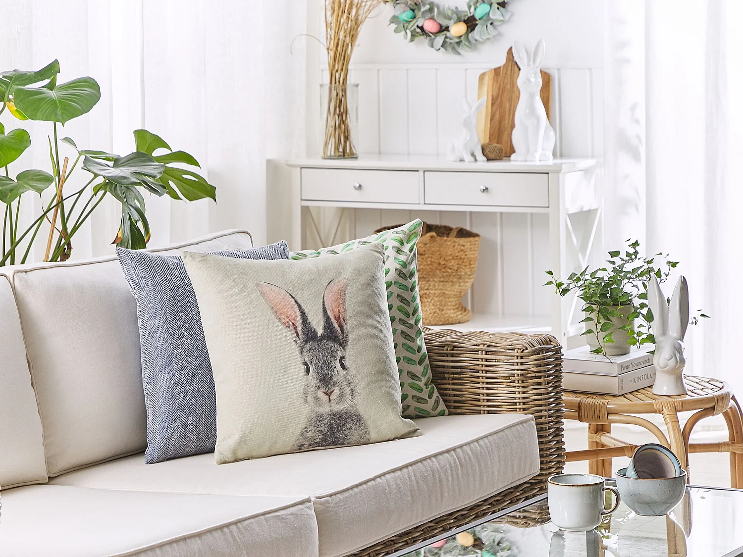 Lot de 2 coussins décoratifs QUERCUS 45 x 45 cm Taupe Motif animal
