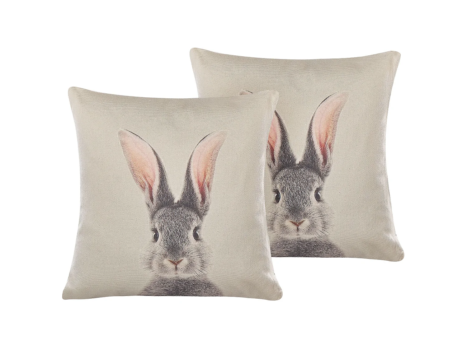 Lot de 2 coussins décoratifs QUERCUS 45 x 45 cm Taupe Motif animal