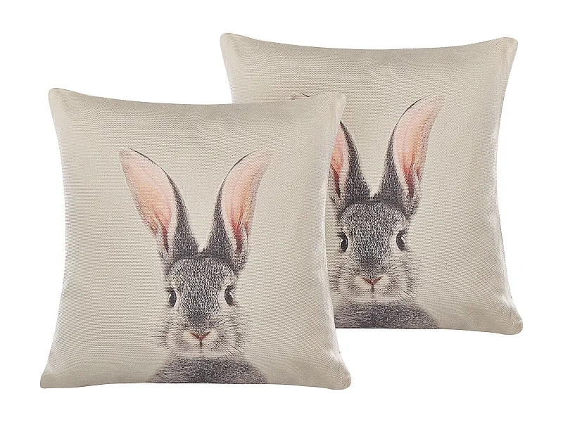 Dekokissen 2er Set QUERCUS 45 x 45 cm Taupe Tiermuster