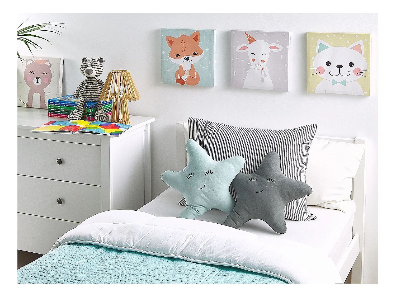 Bawełniana poduszka dla dzieci gwiazda 40 x 40 cm szara BHOPAL