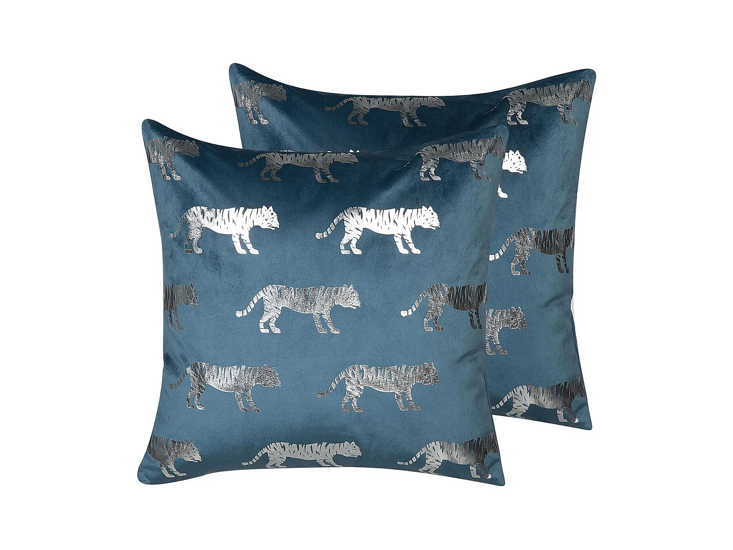 Lot de 2 coussins décoratifs BLUEBELL Velours 45 x 45 cm Bleu Motif animal