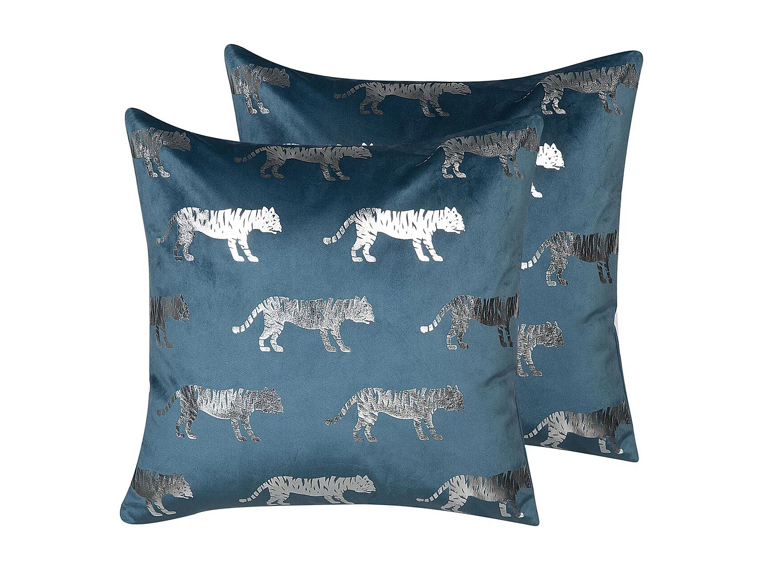 Lot de 2 coussins décoratifs BLUEBELL Velours 45 x 45 cm Bleu Motif animal
