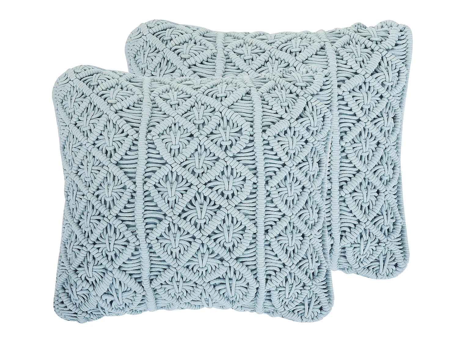 Lot de 2 coussins décoratifs GOREME Bouclé 45 x 45 cm Bleu Motif géométrique