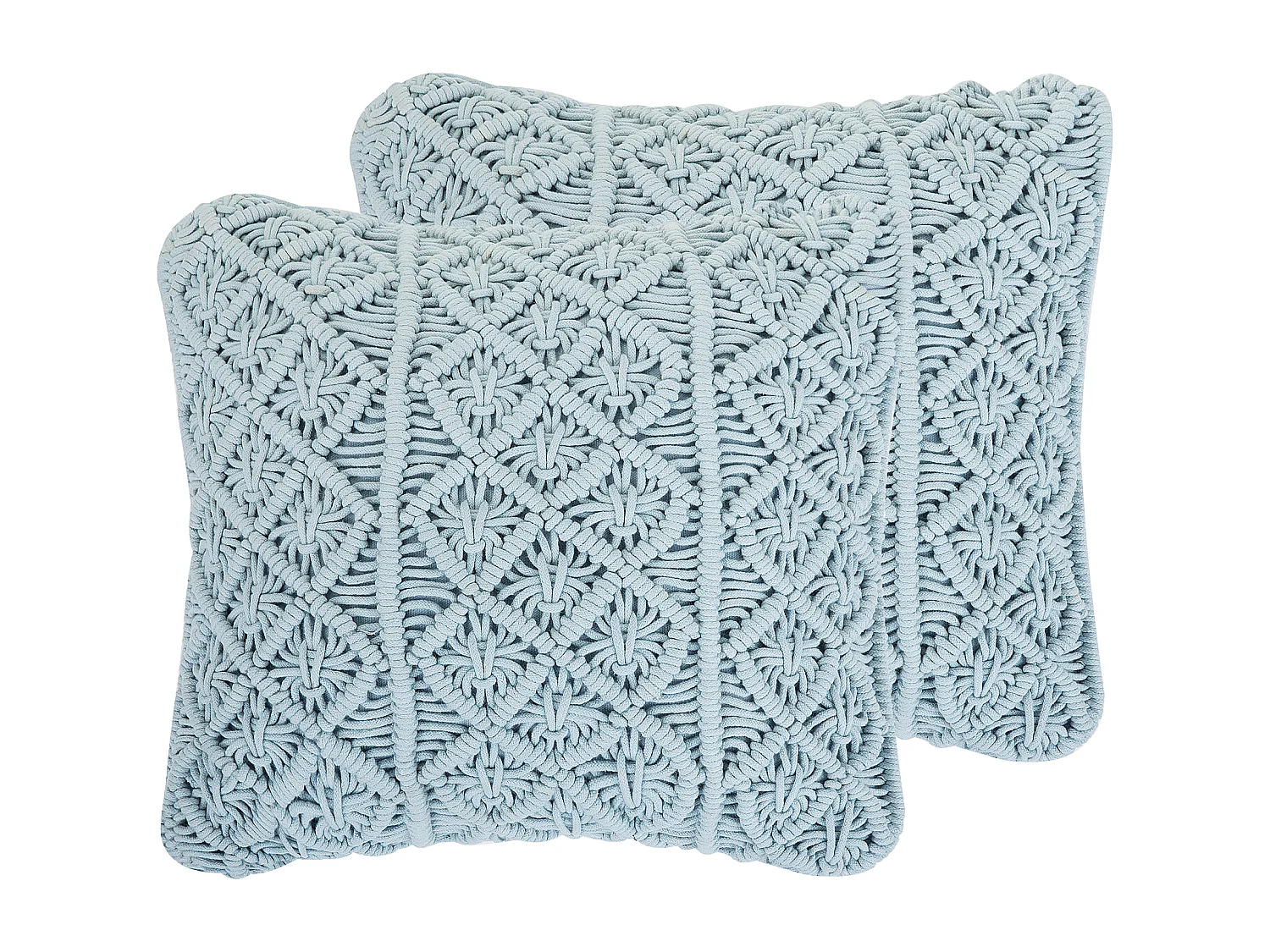 Lot de 2 coussins décoratifs GOREME Bouclé 45 x 45 cm Bleu Motif géométrique