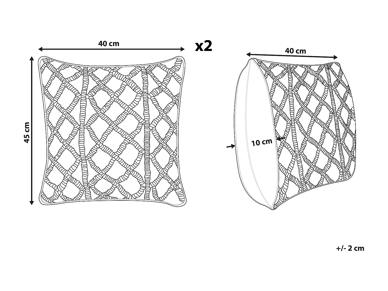 Lot de 2 coussins décoratifs GOREME Bouclé 45 x 45 cm Bleu Motif géométrique