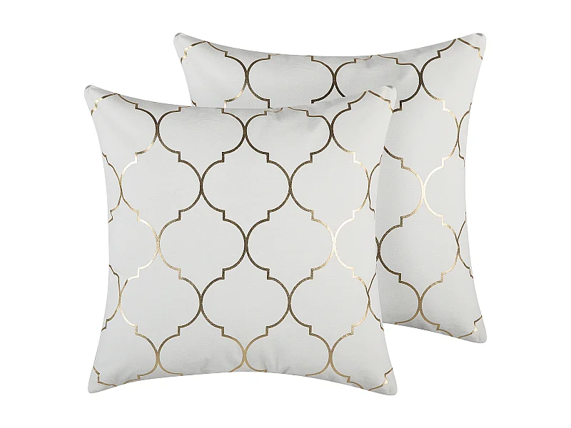 Lot de 2 coussins décoratifs ALYSSUM Coton 45 x 45 cm Blanc Motif de treillis