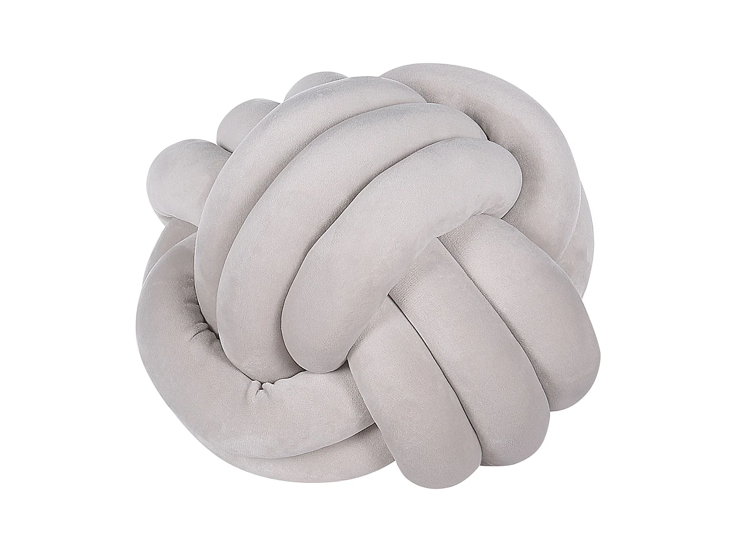 Modernes Knoten-Ball Dekokissen Samtstoff grau rund 30 x 30 cm Malni