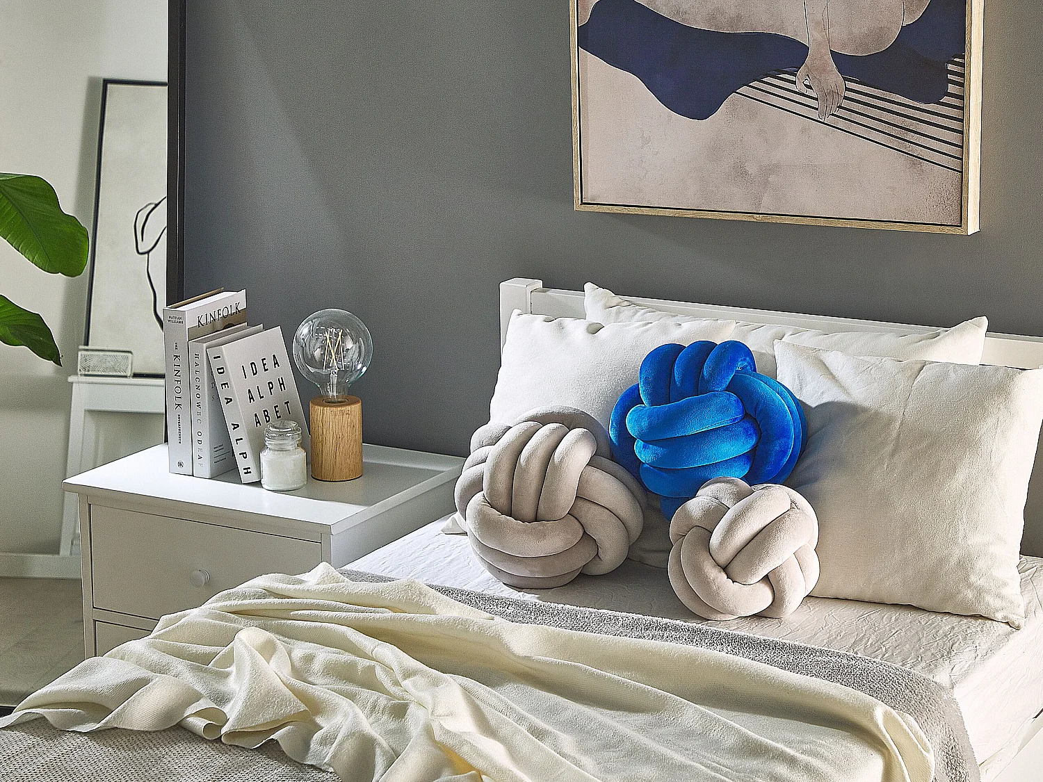 Cojín decorativo MALNI Terciopelo 30 x 30 cm Gris claro Liso