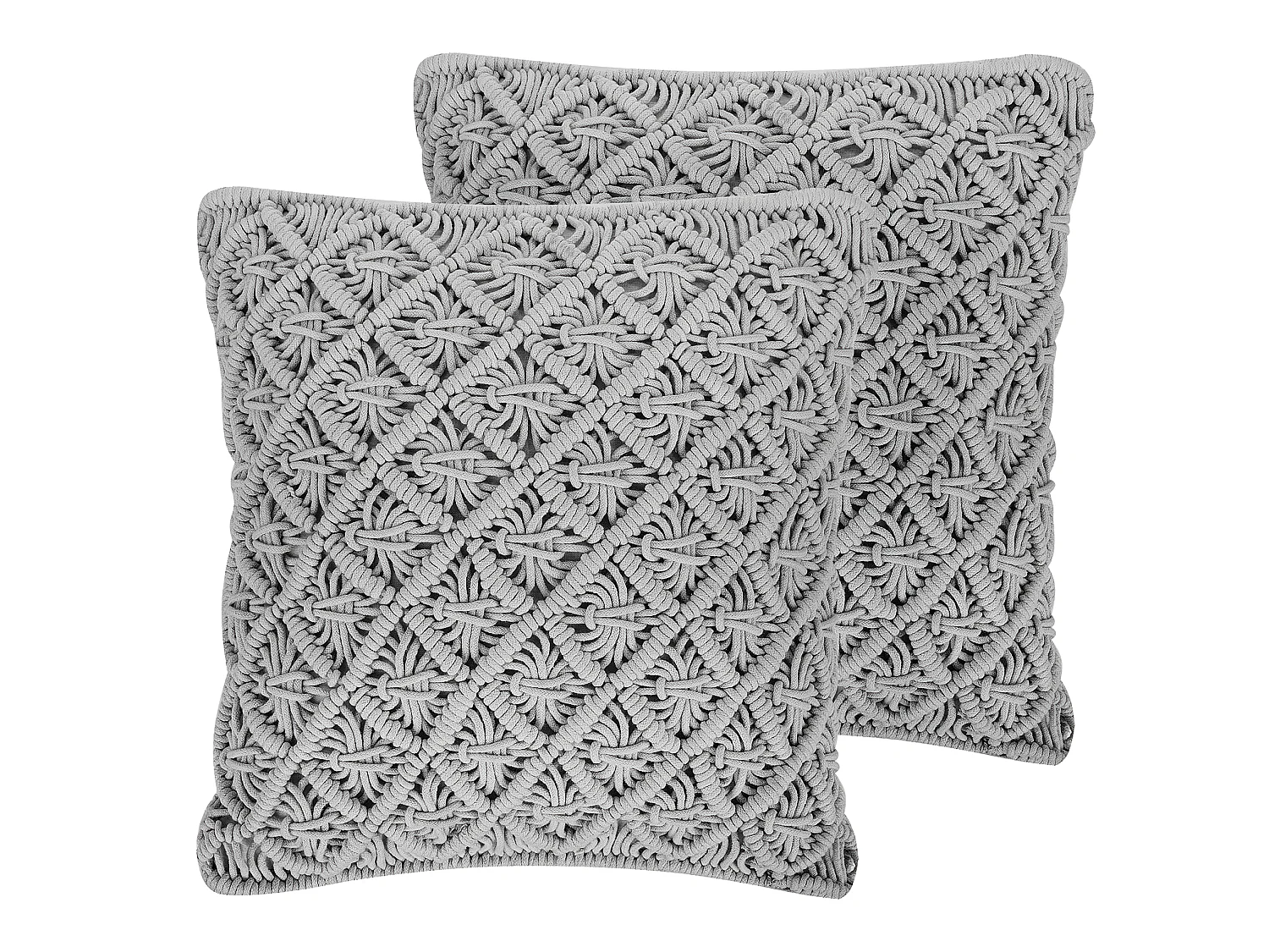 Lot de 2 coussins décoratifs KIZKALESI Coton 45 x 40 cm Gris Motif géométrique