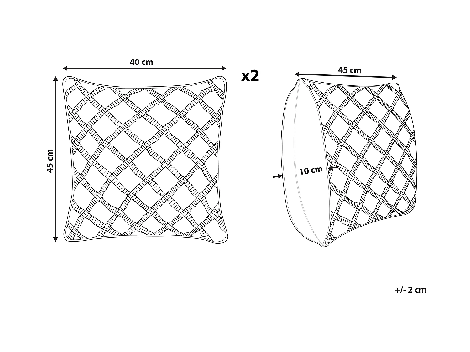 Lot de 2 coussins décoratifs KIZKALESI Coton 45 x 40 cm Gris Motif géométrique