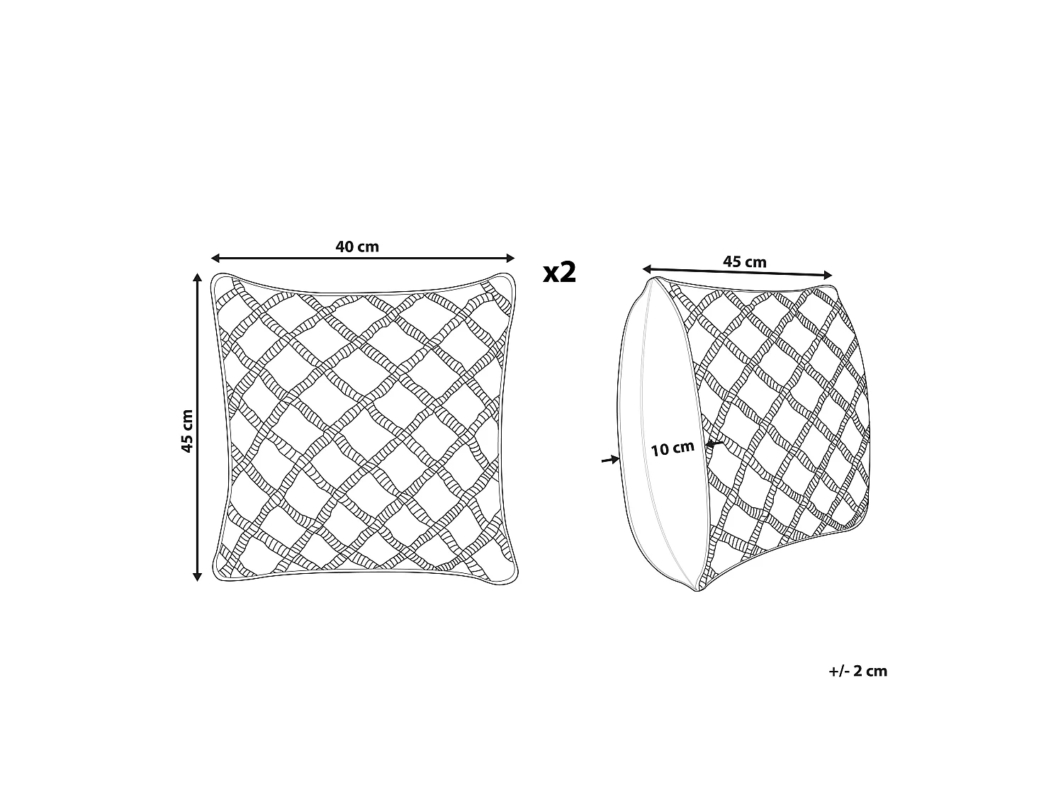 Dekokissen 2er Set KIZKALESI Baumwolle 45 x 40 cm Grau Geometrisches Muster