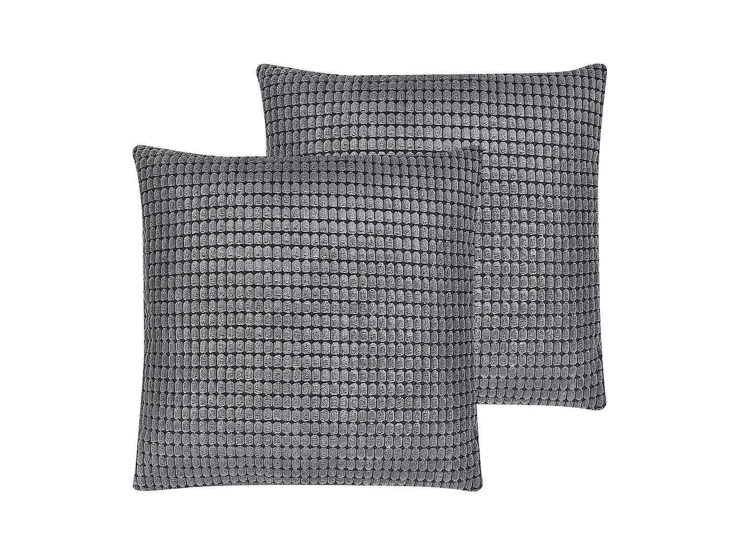 Dekokissen mit Füllung 2er Set grau geometrisch Samtstoff 45x45 cm Aspidistra