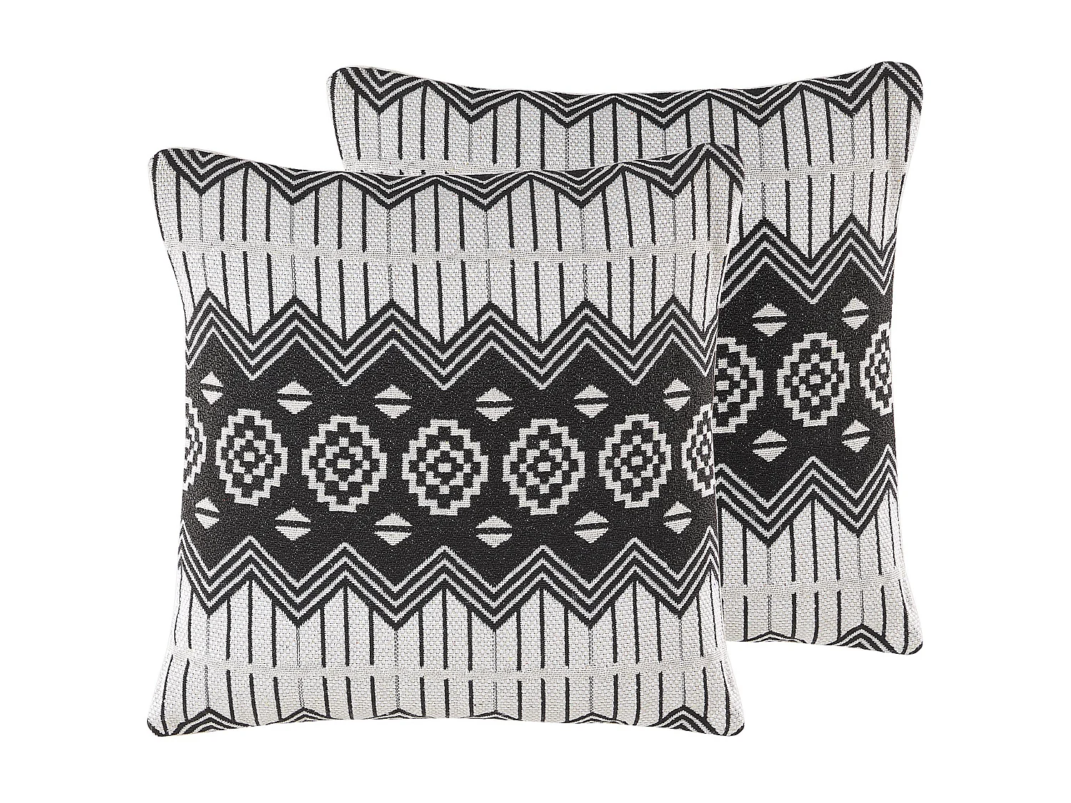 Lot de 2 coussins décoratifs CARDAK Coton 45 x 45 cm Noir/blanc Motif géométrique