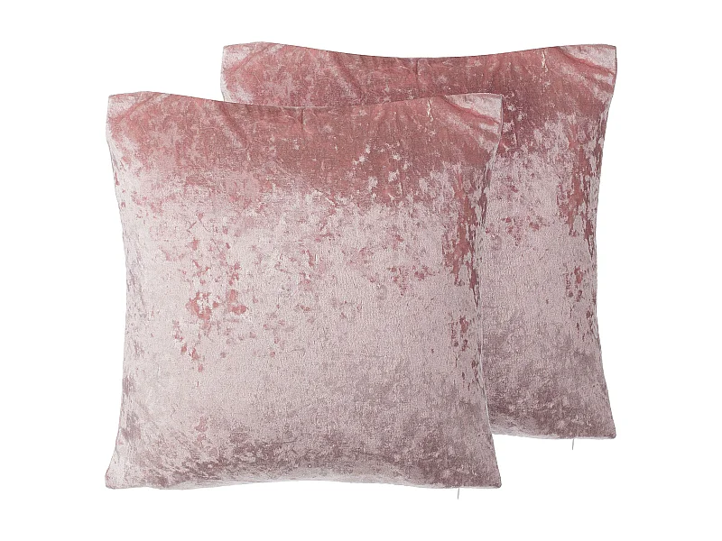 Conjunto de 2 almofadas decorativas HOSTA Veludo 45 x 45 cm Rosa Sólido