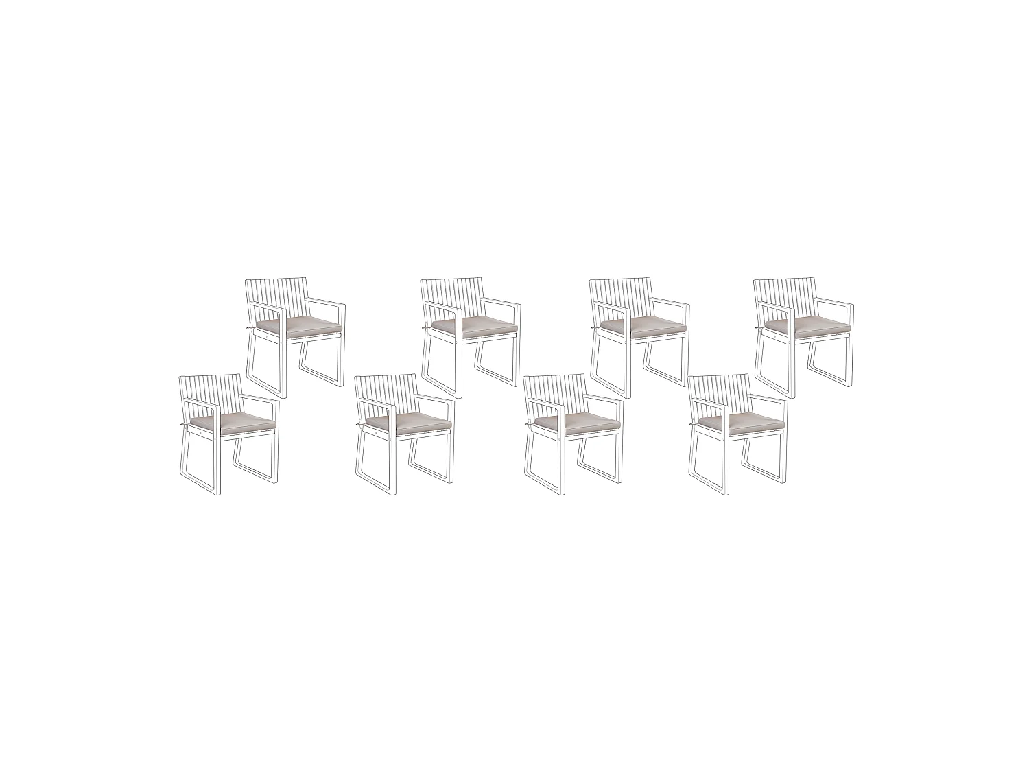 Set van 8 tuinzitkussens SASSARI 46 x 46 cm Taupe