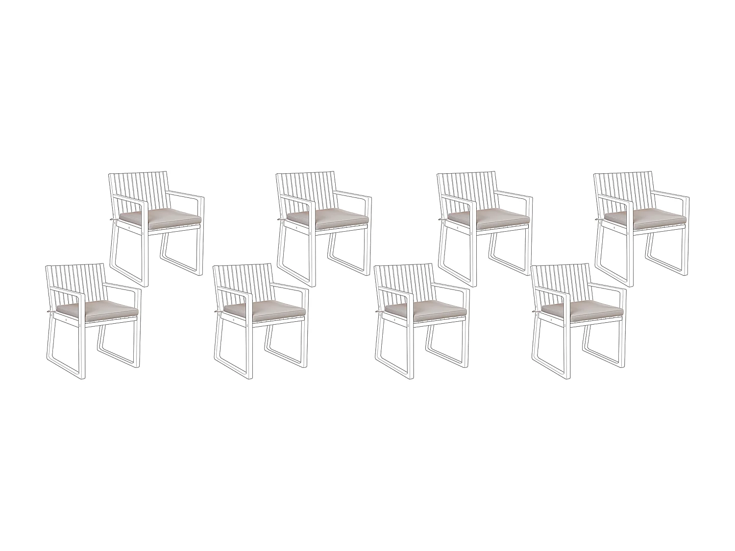 Set van 8 tuinzitkussens SASSARI 46 x 46 cm Taupe