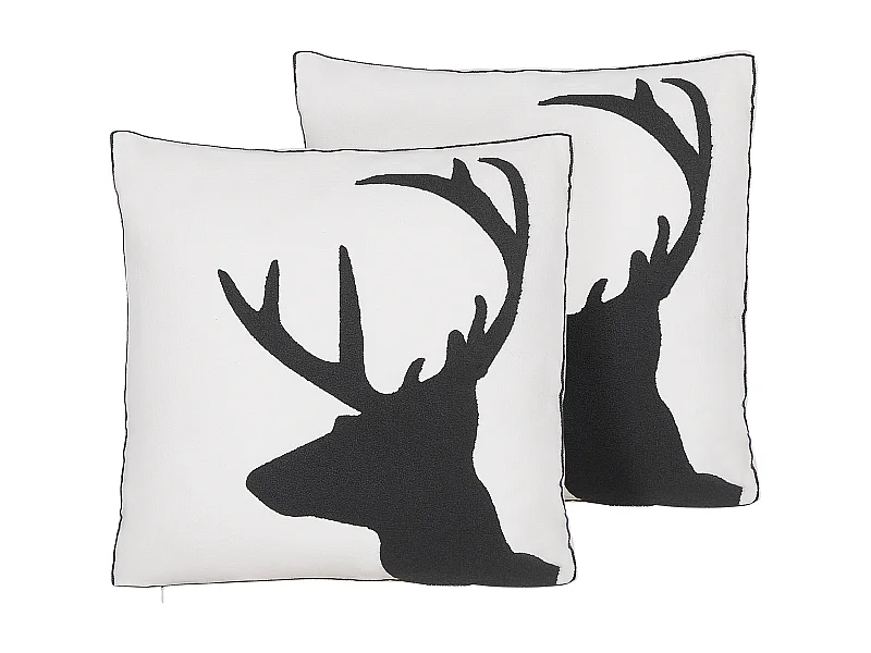 Set van 2 decoratieve kussens SHADRACK Katoen 45 x 45 cm Wit Kerst patroon