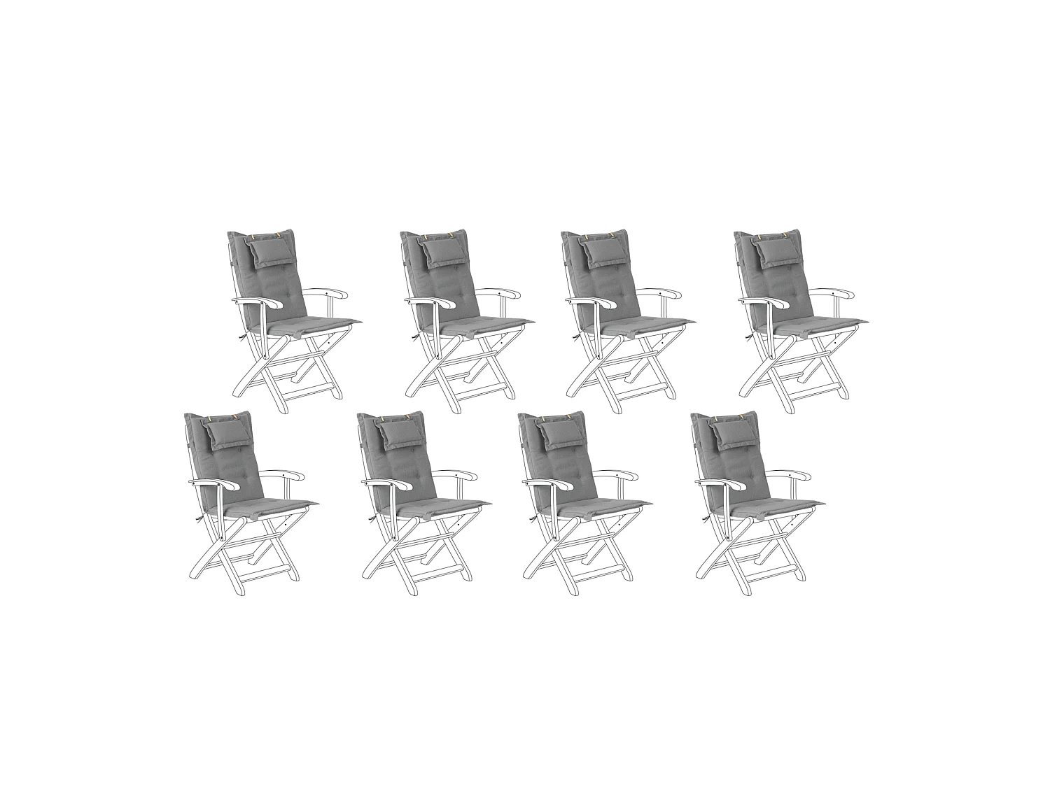 Set di 8 Cuscini Schiena/Seduta MAUI 40 x 54 cm Grigio