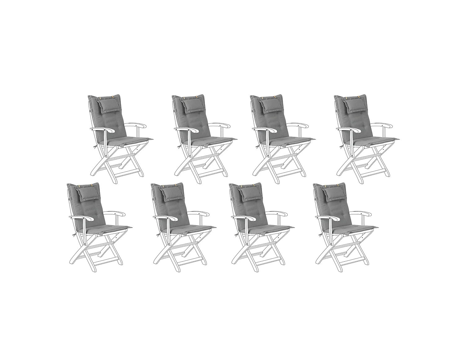 Sitzauflagen 8er Set MAUI 40 x 54 cm Grau