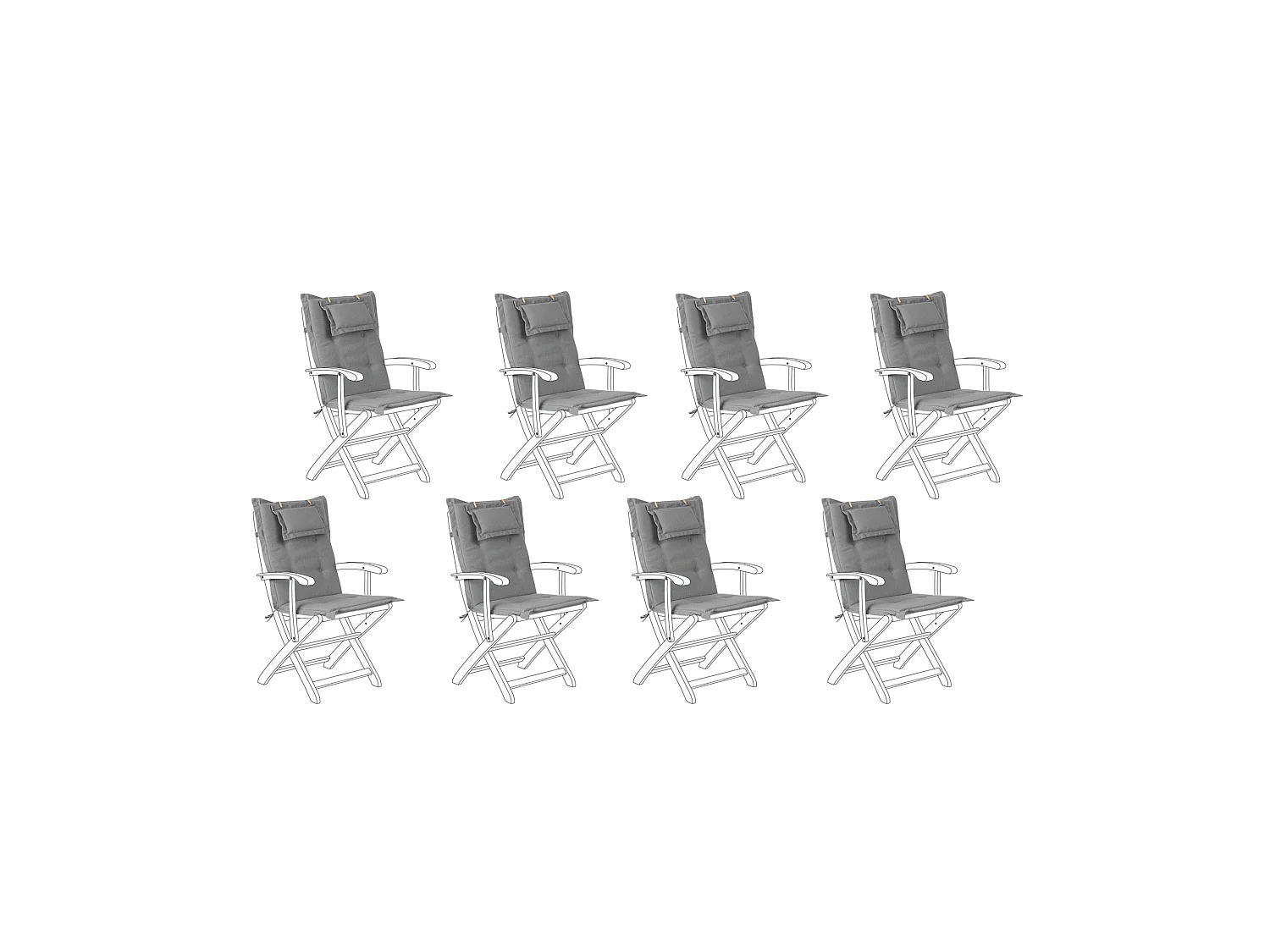 Set di 8 Cuscini Schiena/Seduta MAUI 40 x 54 cm Grigio