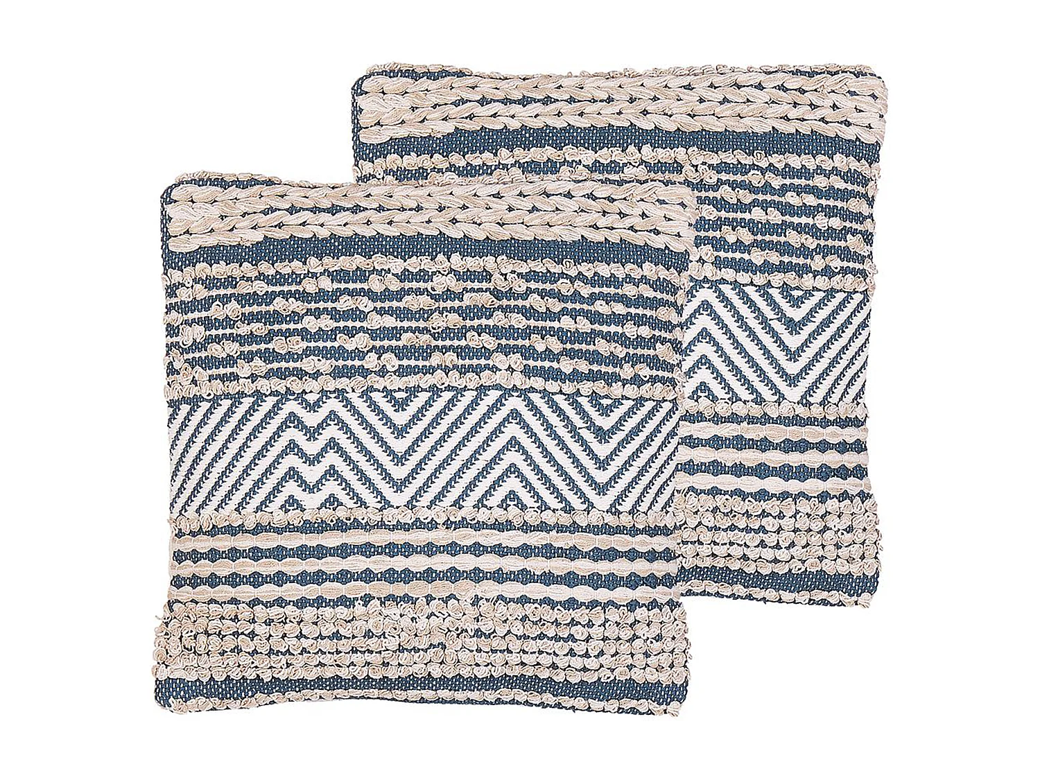 Lot de 2 coussins décoratifs DEWBERRY Coton 45 x 45 cm Bleu Motif géométrique