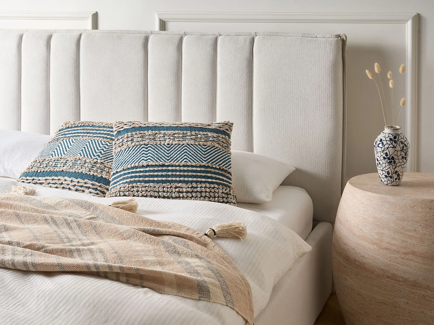 Lot de 2 coussins décoratifs DEWBERRY Coton 45 x 45 cm Bleu Motif géométrique