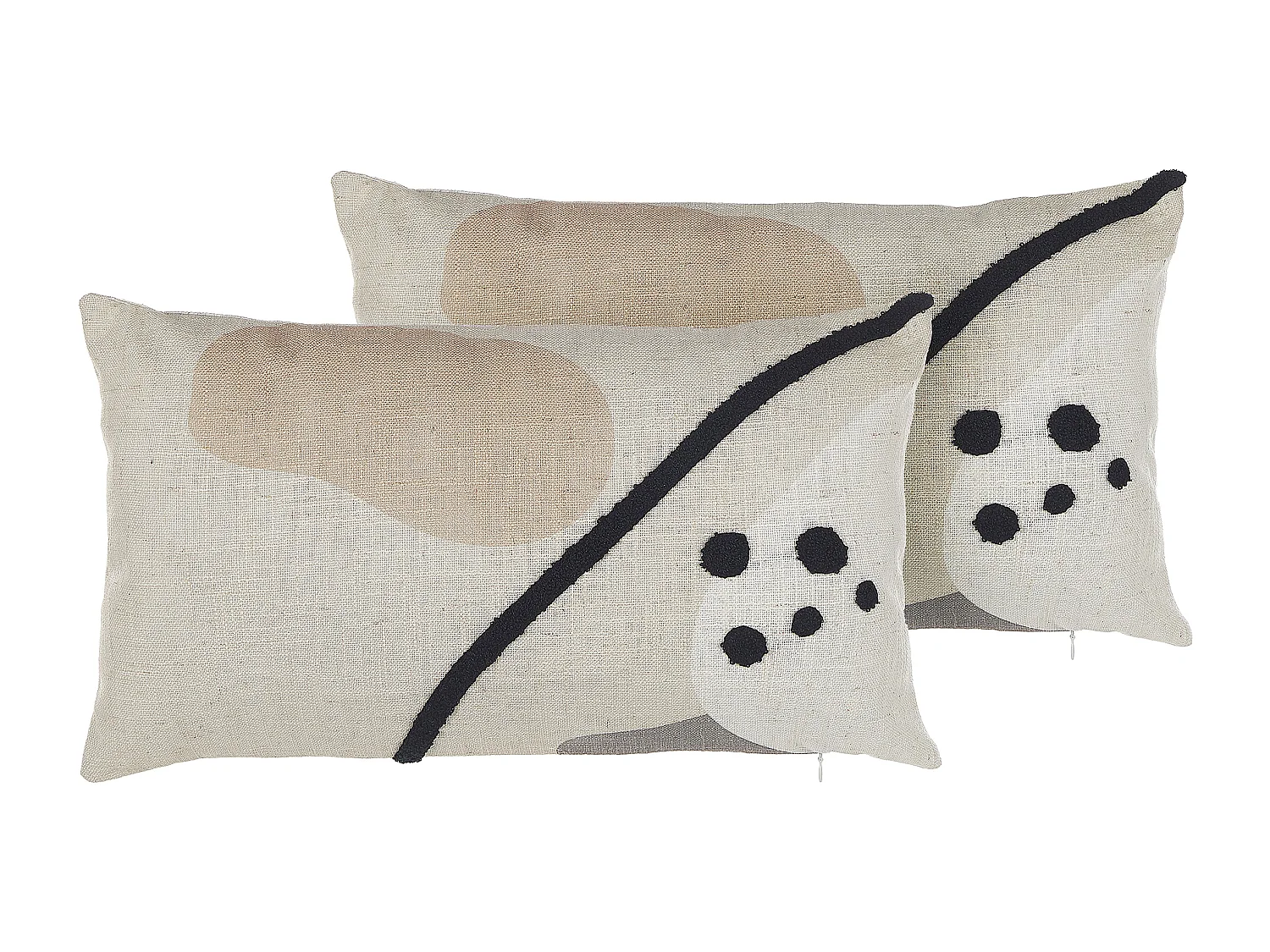 Lot de 2 coussins décoratifs OSTEOSPERMUM 30 x 50 cm Beige Motif abstrait