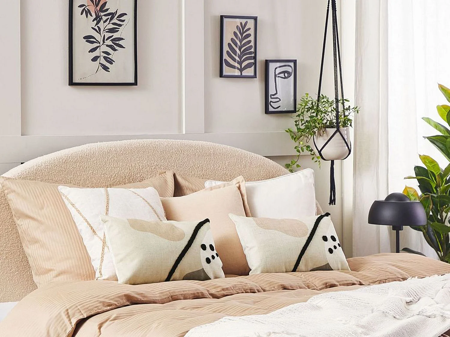 Lot de 2 coussins décoratifs OSTEOSPERMUM 30 x 50 cm Beige Motif abstrait