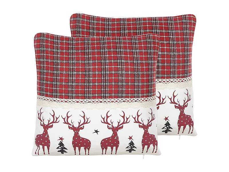 Dekokissen Baumwolle Tiermotiv rot 2er Set Robbie