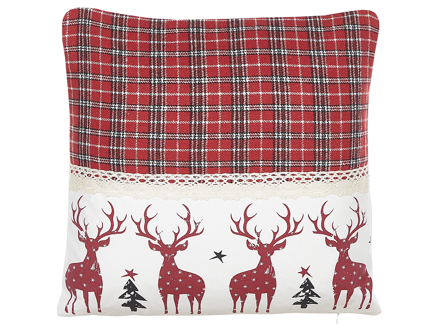 Set of 2 Decorative Cushions ROBBIE 45 x 45 cm Red Christmas Motif