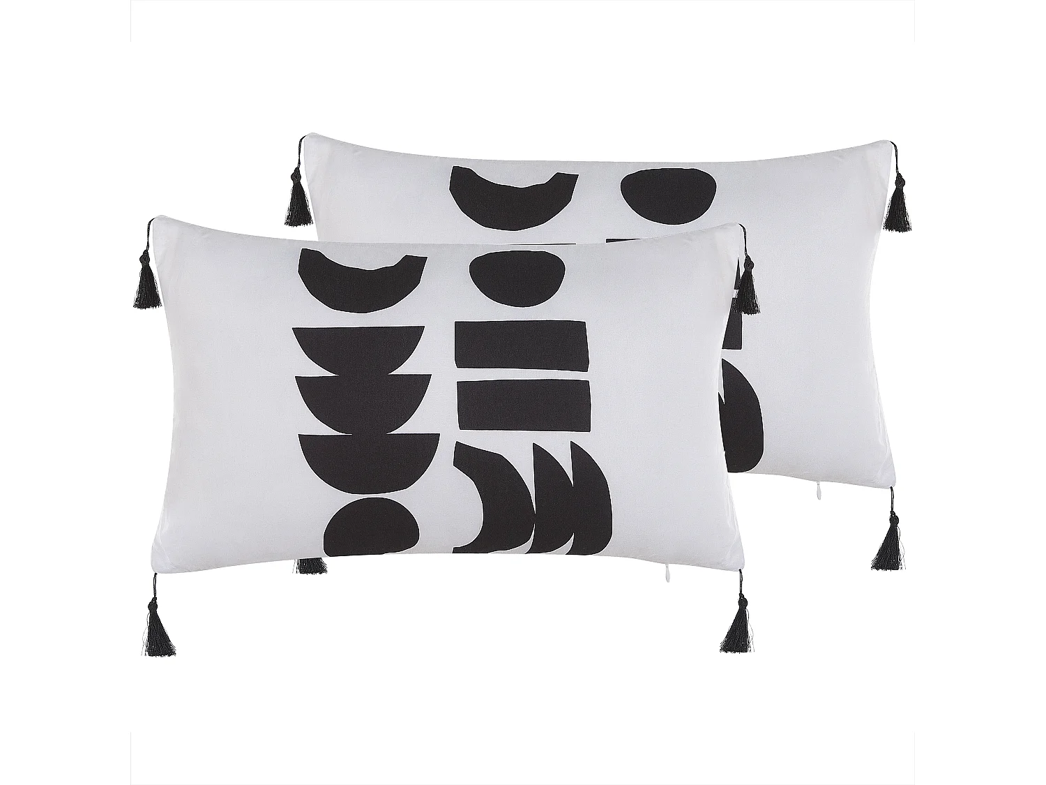 Set of 2 Decorative Cushions LIRIOPE 30 x 50 cm Black/ White Geometric Pattern