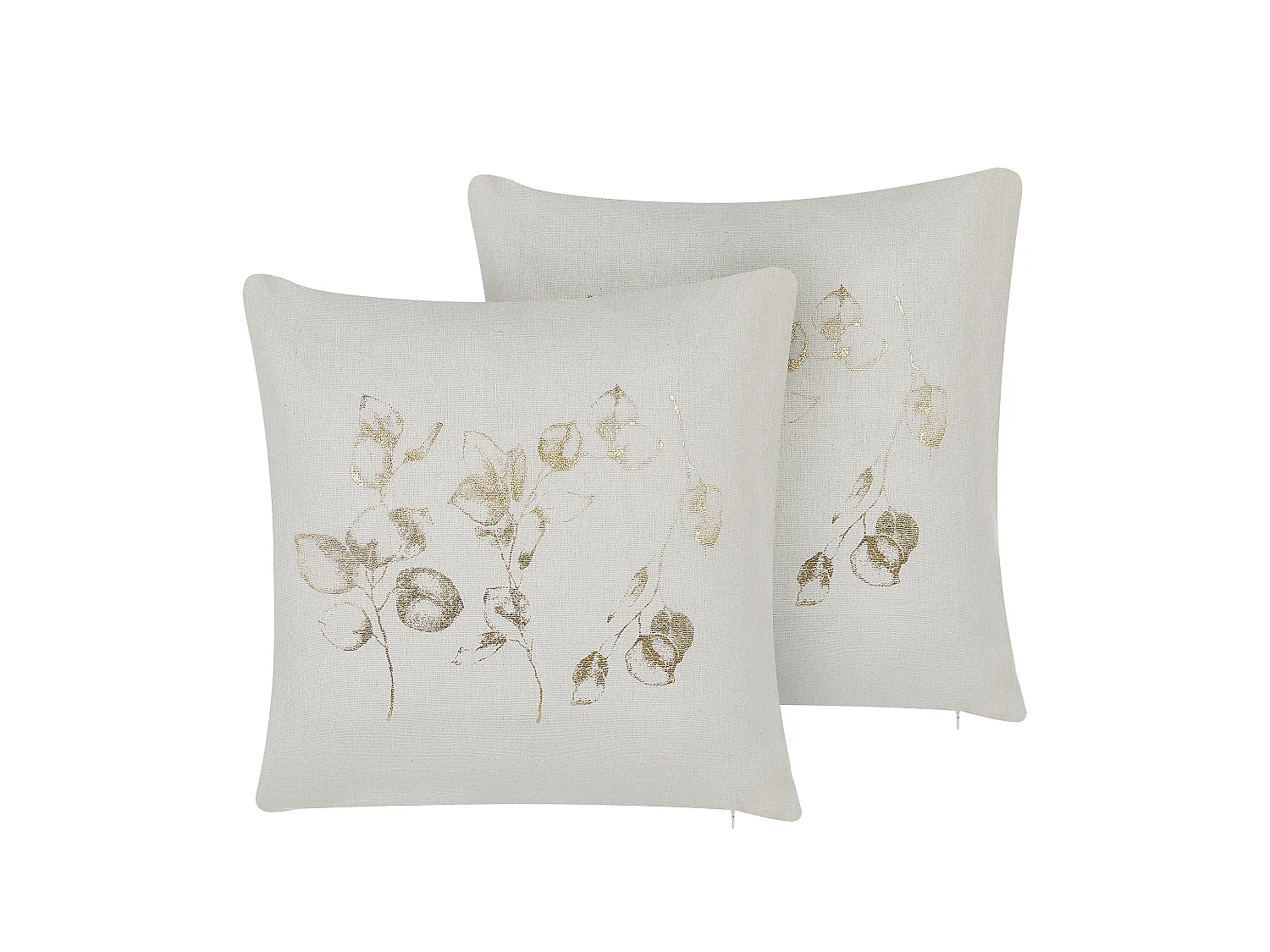 Lot de 2 coussins décoratifs GOMPHRENA 45 x 45 cm Beige clair Motif de plante