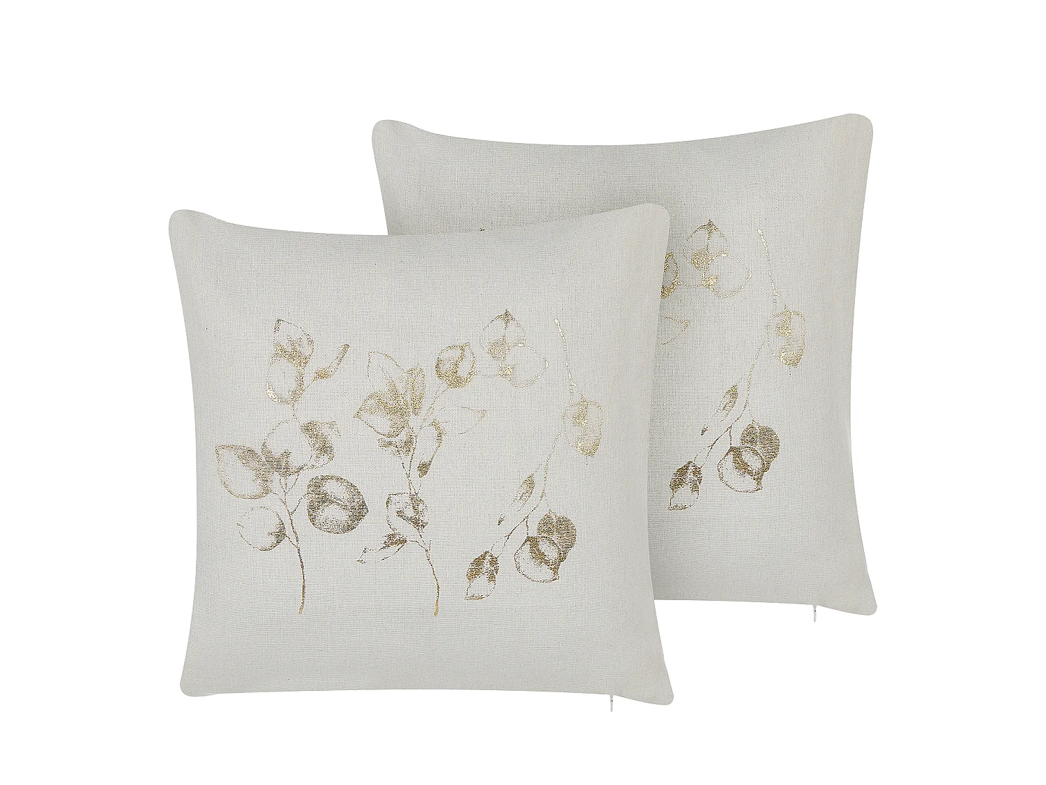 Zestaw 2 poduszek dekoracyjnych GOMPHRENA 45 x 45 cm Jasnobeżowy Wzór roślinny