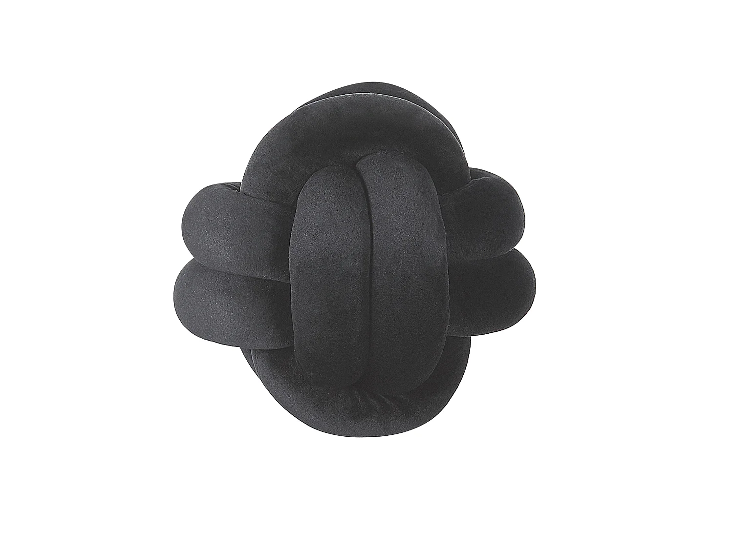 Modernes Knoten-Ball Dekokissen Samtstoff schwarz rund 20 x 20 cm Malni
