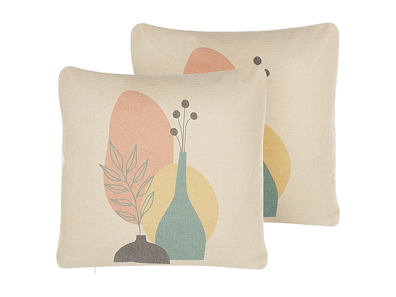 Conjunto de 2 almofadas decorativas CARDOON 45 x 45 cm Branco Padrão abstracto