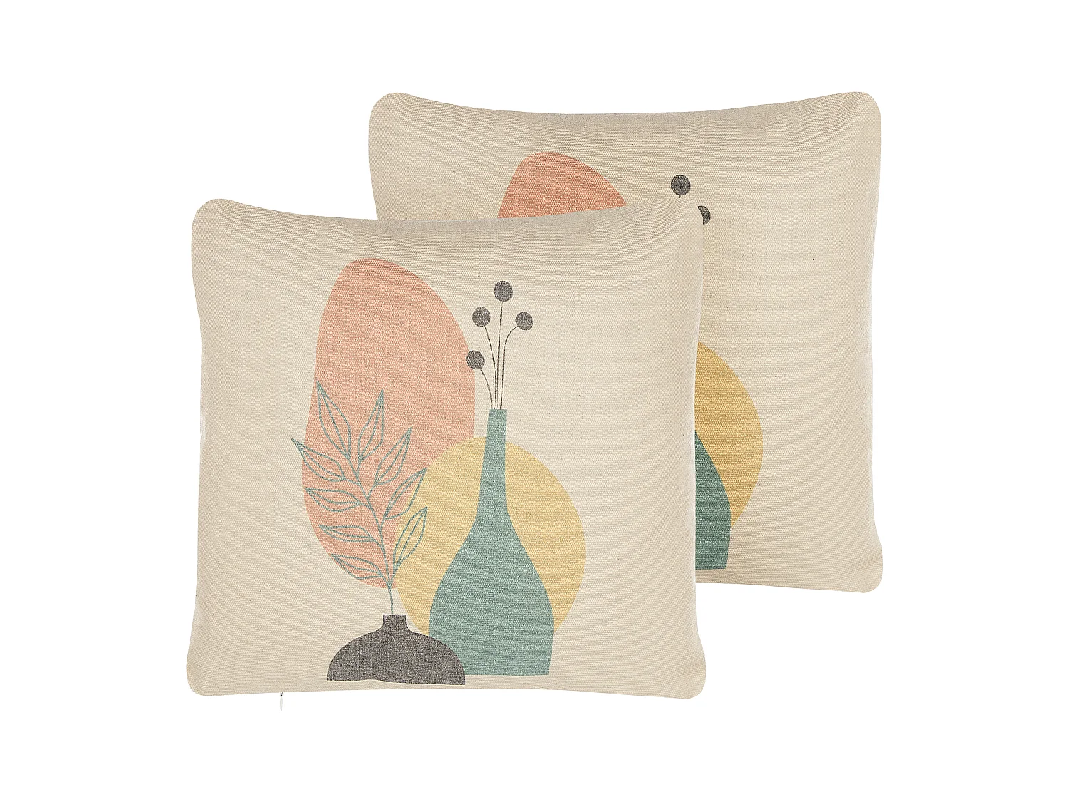 Lot de 2 coussins décoratifs CARDOON 45 x 45 cm Blanc Motif abstrait