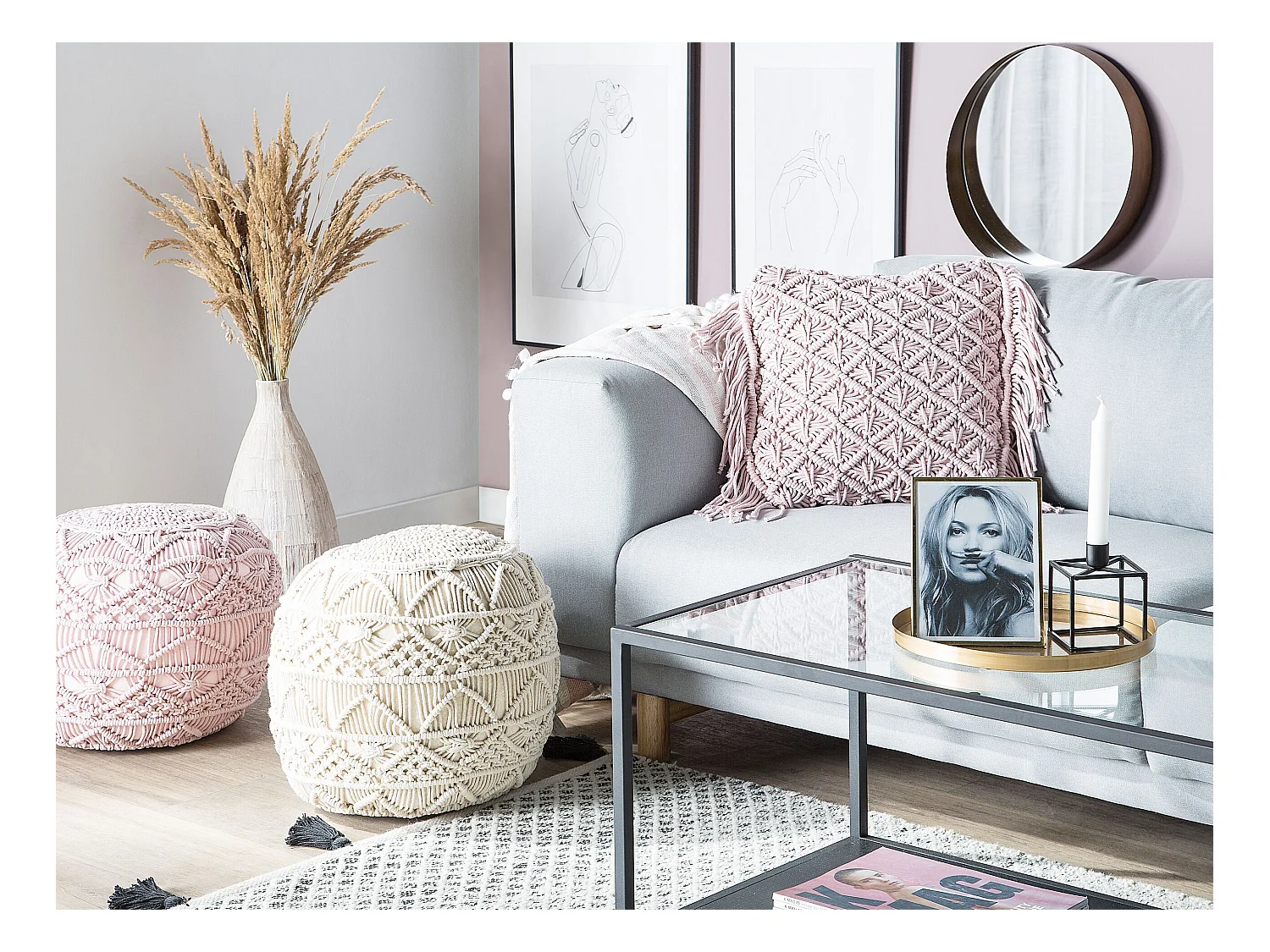 Almofada decorativa YANIKLAR Algodão 40 x 40 cm Rosa Padrão geométrico