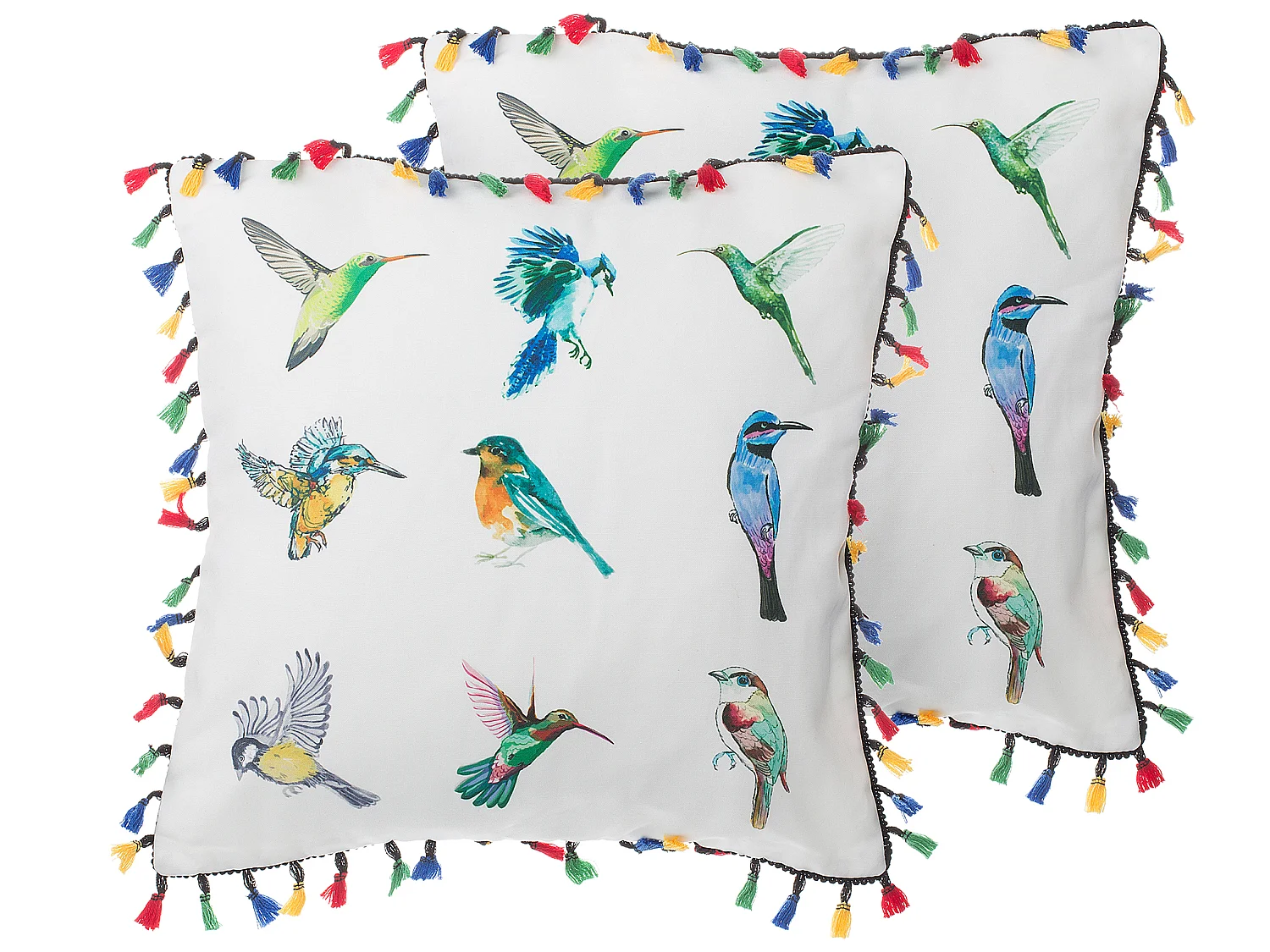 Sierkussen set van 2 vogelmotief wit 45 x 45 cm MALLOW