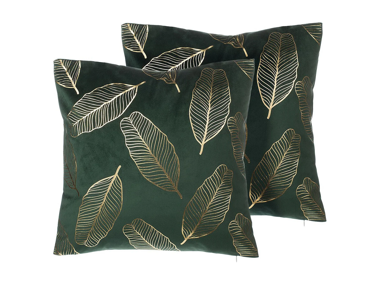 Set van 2 decoratieve kussens FREESIA Fluweel 45 x 45 cm Donkergroen Bladpatroon